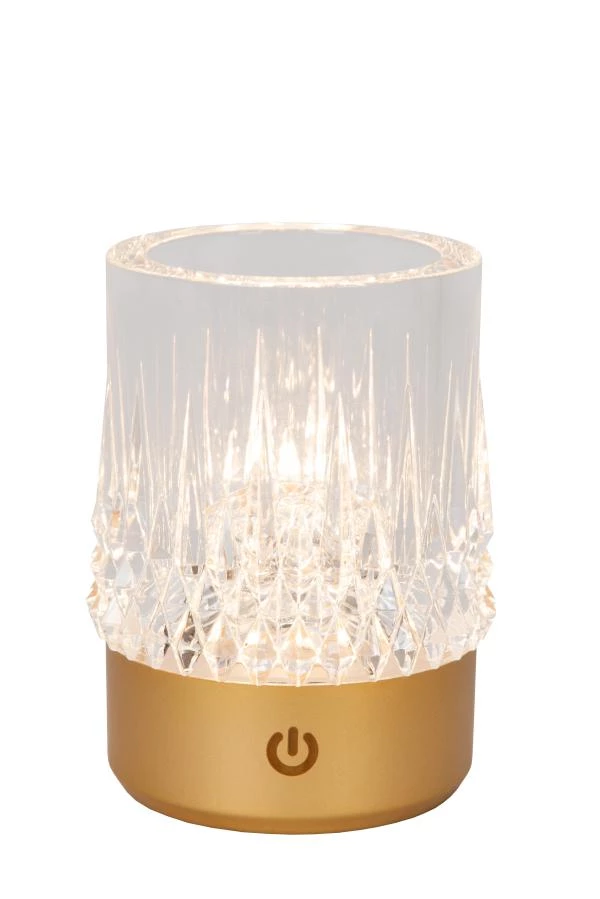 Lucide LILY - wiederaufladbare Tischlampe - Akku/Batterie - Ø 8 cm - LED Dim to warm - 1x3W 2700K/3000K - Mattes Gold / Messing - Set von 3 - detail 1